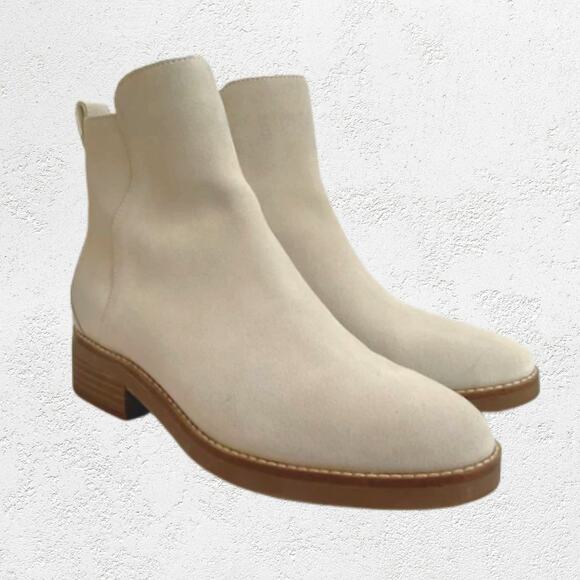 Cole Haan Waterproof Ivory Suede Ankle Boots – Size 7.5 – Never Worn - Picture 1 of 14